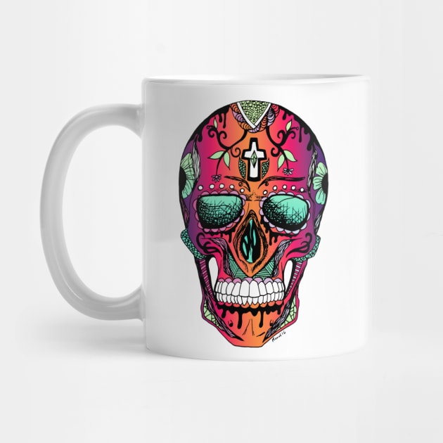 Blue Red Blend Los Muertos Skull by kenallouis